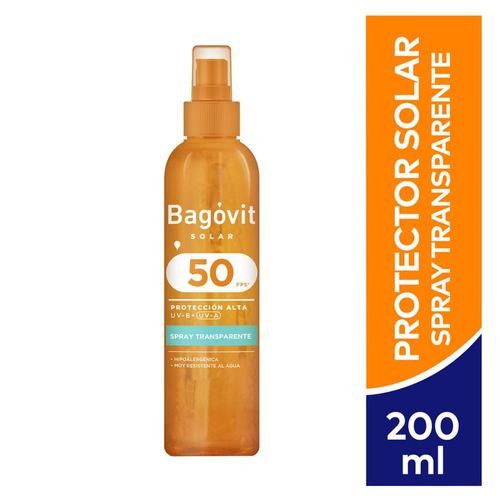 Protector Solar En Spray Transparente Fps 50 Bagovit 200ml