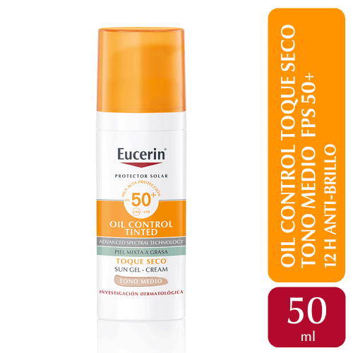 Protector Solar Facial Oil Control Tinted Tono Medio Piel Mixta A Grasa FPS 50+ Eucerin 50ml