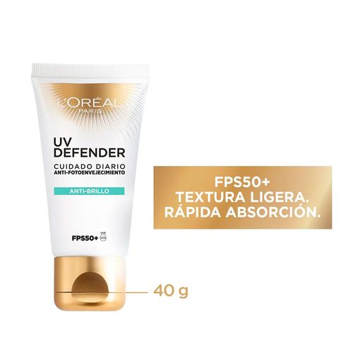 Protector Solar Uv Defender Anti Brillo Sin Color FPS50+ 40g