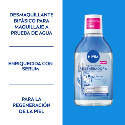 Agua Micelar Regeneradora con Sérum para Piel Sensible Nivea 400ml