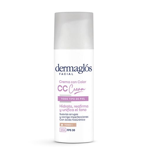 Crema con Color CC Cream Hidratante Tono 1 FPS30 Dermaglos Facial 50g