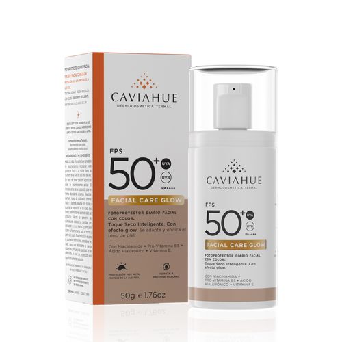 Protector Solar Facial FPS 50+ Care Glow Caviahue Con Color 50g