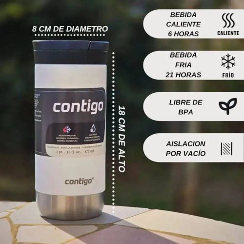 Taza Térmica Acero Inoxidable Contigo Blanco 473ml