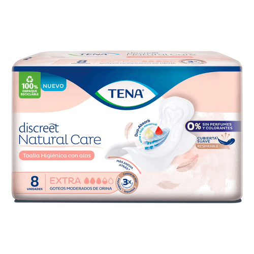 Toalla Higiénica con Alas Discreet Natural Care Tena 8u