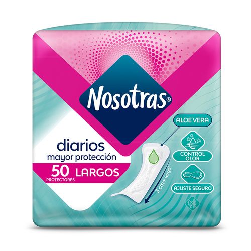 Protectores Diarios Largos Tela Suave Nosotras 50u