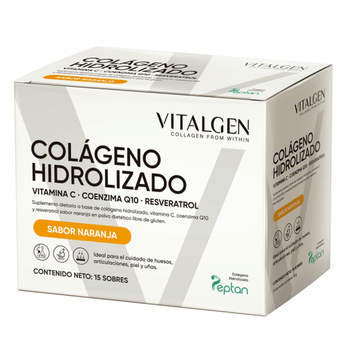 Colageno Hidrolizado Naranja Vitalgen 15 sobres