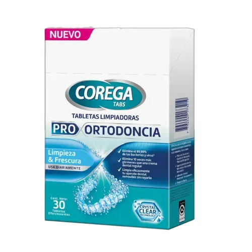 Tabletas Limpiadoras Pro Ortodoncia Corega Tabs 30u