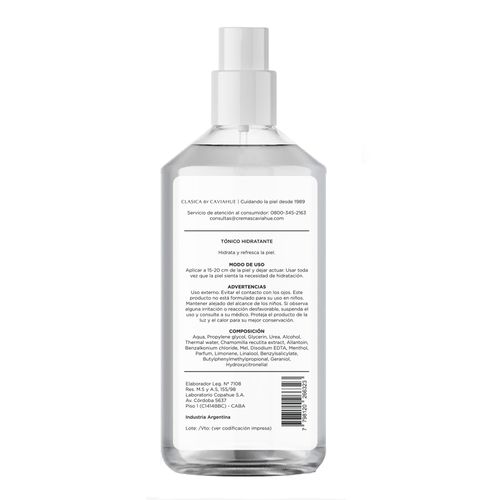Tónico Hidratante Clásica Caviahue 180ml