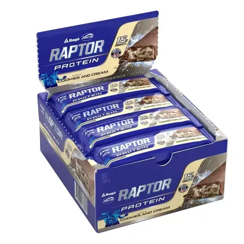 Barras Protein Cookies and Cream Raptor Bagó 16u
