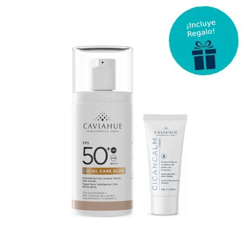 Protector Solar Facial FPS 50+ Care Glow Caviahue Con Color 50g