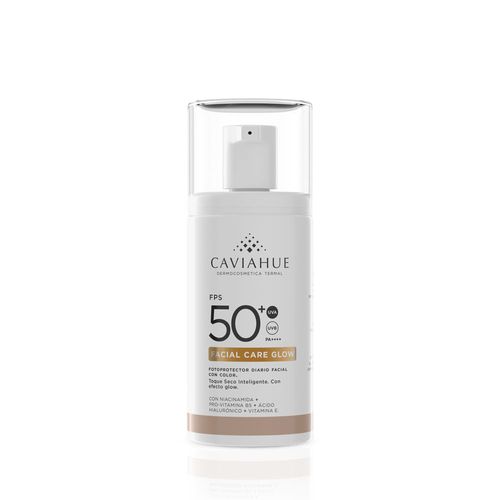 Protector Solar Facial FPS 50+ Care Glow Caviahue Con Color 50g
