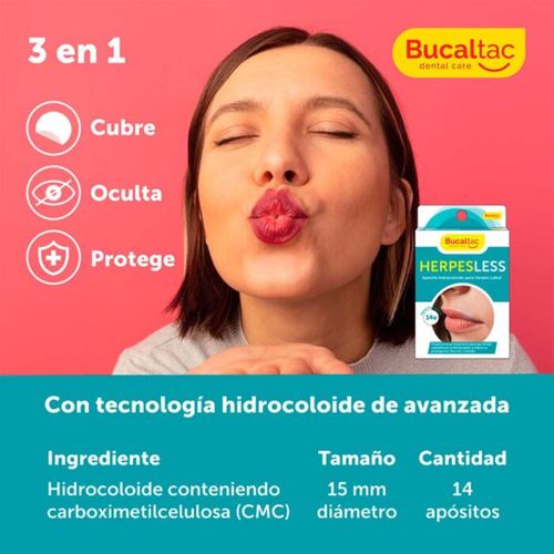 Apósito Para Herpes Labial Bucaltac HerpesLess 14 Unidades