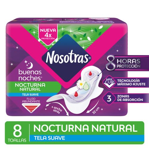 Toallas Femeninas Nosotras Nocturnas Suave 8u