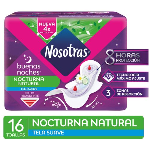 Toallas Femeninas Nosotras Buenas Noches Nocturnas Suave 16u
