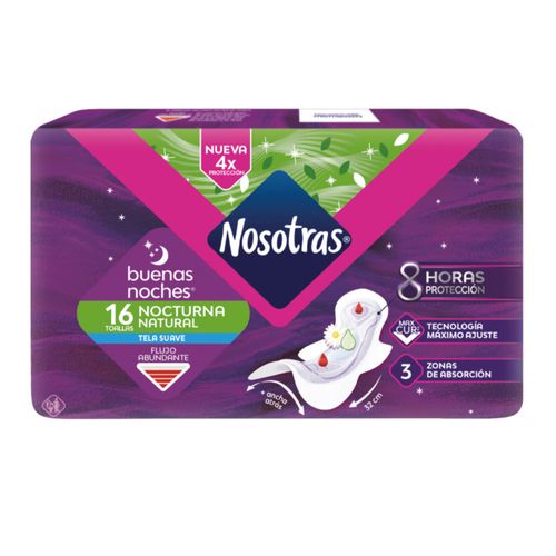 Toallas Femeninas Nosotras Buenas Noches Nocturnas Suave 16u