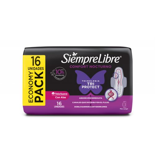 Toallas Femeninas Siempre Libre Confort Nocturno 16u