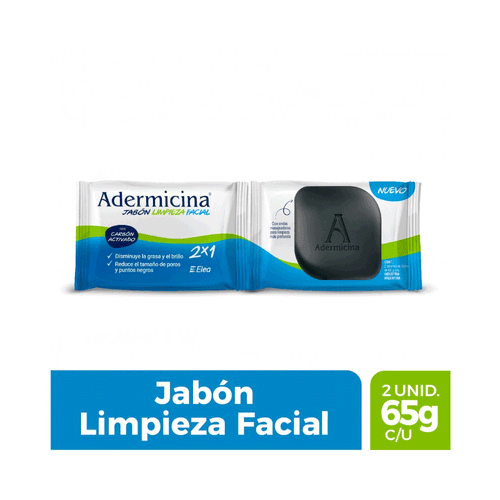 Jabón Limpieza Facial Adermicina Con Carbón Activado 2 Un