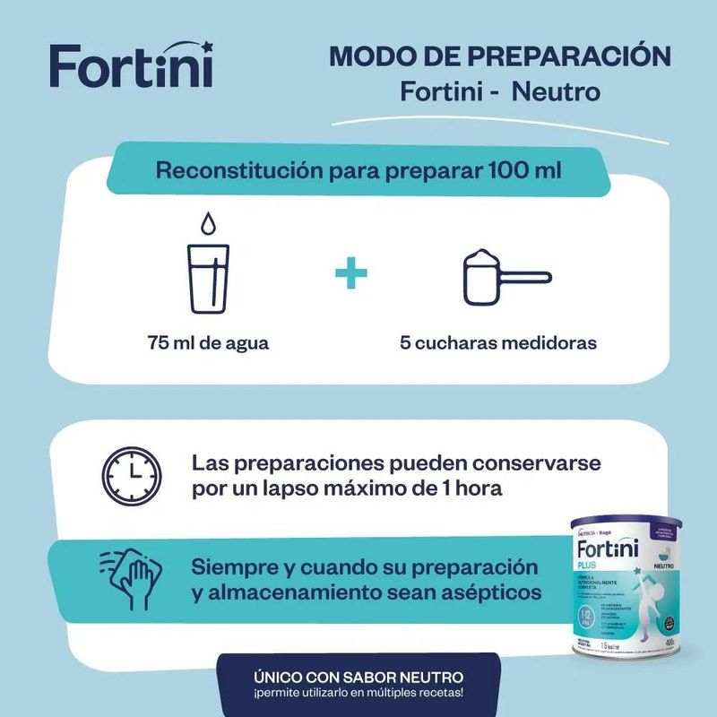 Etiqueta: Fortini Plus Neutro Alimento Nutricional 400 g