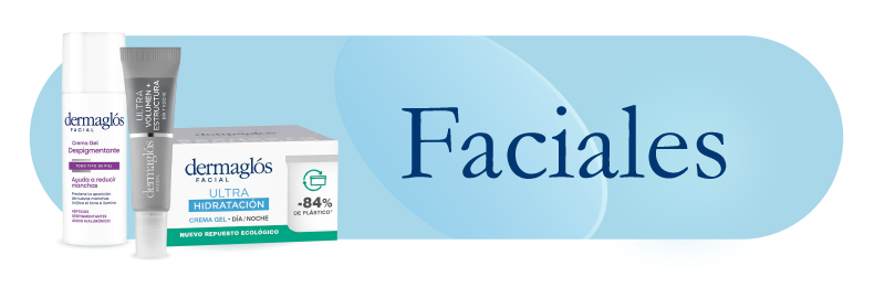 Productos faciales Dermaglós para limpieza, hidratación y tratamiento del rostro