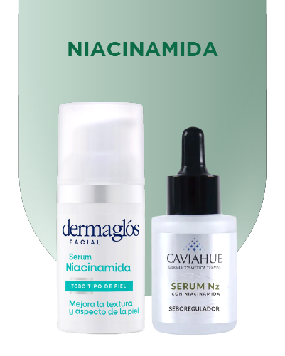 Sérums, cremas y tratamientos faciales con niacinamida para el cuidado de la piel